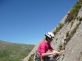 Wioleta lead climbs in North Wales
