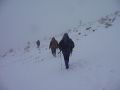 The ABOUT TURN team walking in near white-out conditions.
